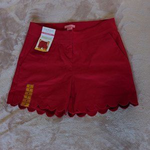 Isaac Mizrahi Red Scallop-Edge Shorts